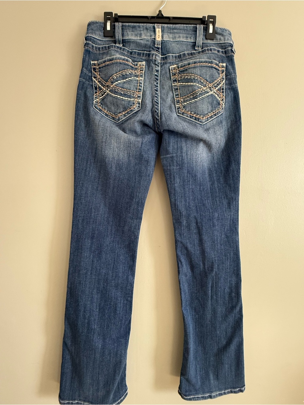 Ariat REAL Denim 31L Distressed Bootcut Jeans Western Y2K Embroidered